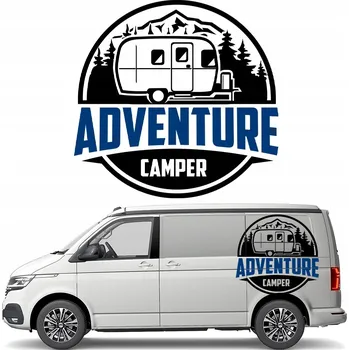 Samolepicí dekorace na vozidlo 2x NÁLEPKA na karavan MOTIV ADVENTURE CAMPING 94x90