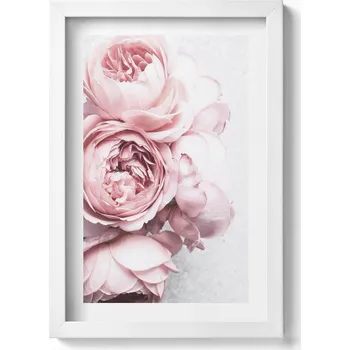 Obraz Stylový obraz v bílém rámu - Jemná romantická kytice květin 20x30 cm
