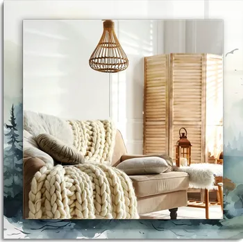 Zrcadlo Čtvercové nástěnné dekorativní zrcadlo s možností montáže vertikálně i horizontálně - Les v mlze 60x60 cm