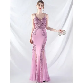 Dámské šaty Sexy dlouhé šaty na společnost Sequins SQ1167 Barva: Purpurová, Velikost: L