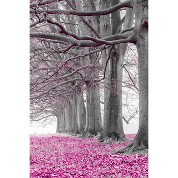 Obraz Plakát Stromy v řadě - růžové listí bez rámu 20 x 30 cm