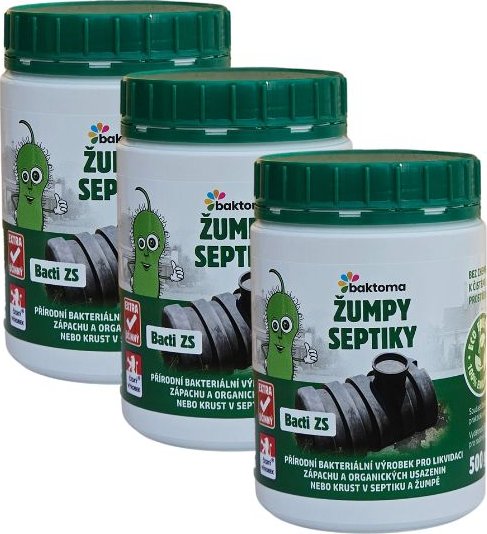 Baktoma Bacti ZS - Bakterie do žump a septiků - 0,5kg BACTI ZS: AKCE: 3 x 0,5 kg