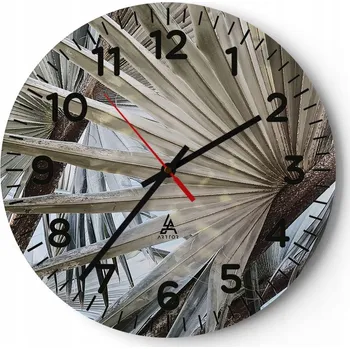 Hodiny Nástěnné hodiny do obýváku 40x40 Palmový list Skleněné hodiny Loft Tiché
