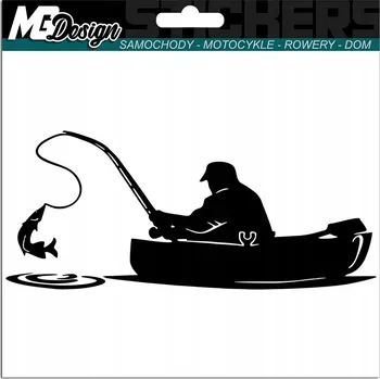 Samolepicí dekorace na vozidlo NÁLEPKA na auto RYBÁŘ JEZERO RYBY 7x16 cm