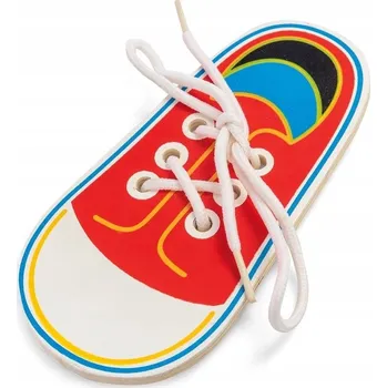 Dřevěná hračka ALE BUCIK DREWNIANY UČENÍ VÁZÁNÍ TKANIČEK FSC