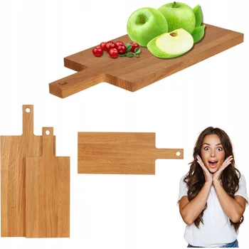 Kuchyňské prkénko Dřevěné dubové prkénko na krájení do kuchyně obdélníkové s rukojetí 40x16 cm