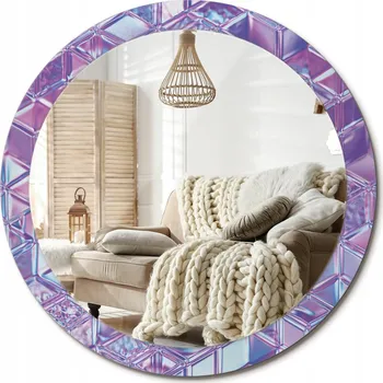 Zrcadlo Zrcadlo s potiskem do koupelny, kuchyně, předsíně - Křišťálový vzor, průměr 90 cm