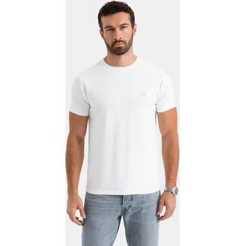 Pánské tričko Pánské tričko SLIM FIT s elastanem a potiskem - bílé V2 OM-TSBC-0222 - XL