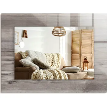 Zrcadlo Zrcadlo s potiskem Obdélníkové 80x60 cm Dřevěná deska s texturou
