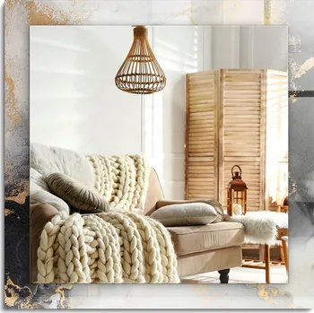 Zrcadlo Stylové nástěnné Zrcadlo čtvercové 60x60 cm Abstraktní moderní umění