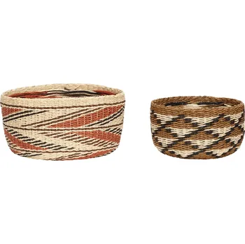 Úložný box Hübsch, Košík Hübsch kulatý papírový béžovo-hnědý 2 ks - Formadore