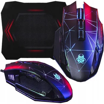 Myš Herní Myš Tracer s LED podsvícením, závažím a podložkou pod myš