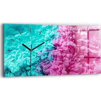 Hodiny Skleněné nástěnné hodiny do kanceláře s grafikou Moderní umění – skvrny 60x30 cm