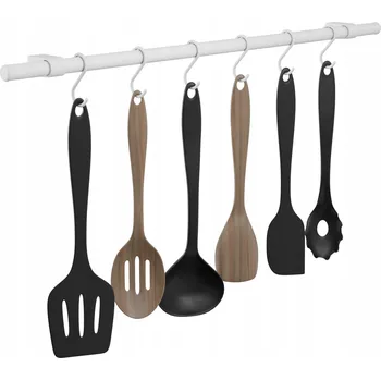 Věšák KUCHYŇSKÁ LIŠTA ZÁVĚSNÁ NA ZEĎ S HÁČKY 60 cm BÍLÁ MATNÁ TWIST