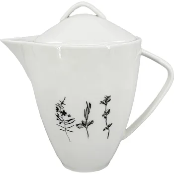 by inspire Porcelánová konvice Wild 1600ml, bílá/černá 8134-00-00 – elegantní bílý porcelán s černým dekorem květin. Skvělá pro servírování čaje nebo kávy.
