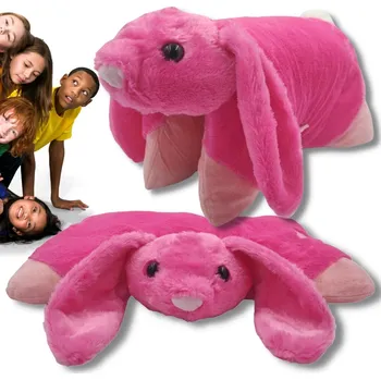 Polštář RŮŽOVÝ KRÁLÍK POLŠTÁŘ PLOCHÝ DÁREK K ROCZNÍM NAROZENINÁM PLYŠOVÝ