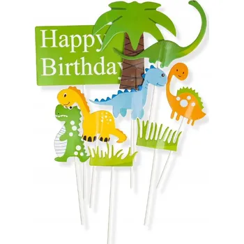 Jedlá dekorace na dort ZÁPICH DO DORTU DINOSAURUS k narozeninám
