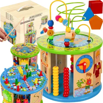 Dřevěná hračka Edukační kostka Bobo-San dřevěná 8v1, vícebarevná