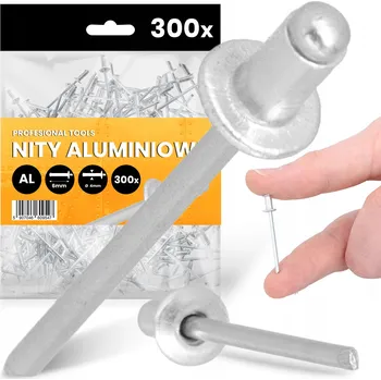 Nýt 300x TRHACÍ NÝTY 4x6mm HLINÍKOVÉ Ocelové Pozinkované NEREZOVÉ Nýt PEVNÉ