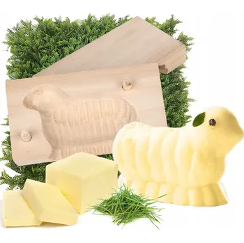 Máslenka Forma na beránka velikonočního, dřevěná formička na beránka z másla Velikonoce