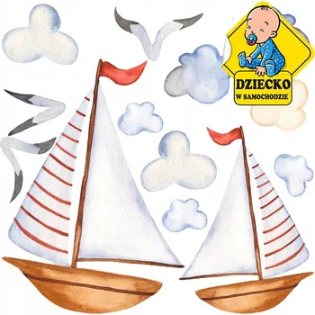 Samolepící dekorace XL VELKÁ Samolepka na stěnu LODĚ Mraky 57x51