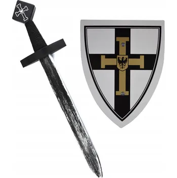 Karnevalový kostým KŘIŽÁCKÁ SADA MEČ A ŠTÍT MALÝ KOSTÝM RYTÍŘ PŘEVLEK PRO DĚTI