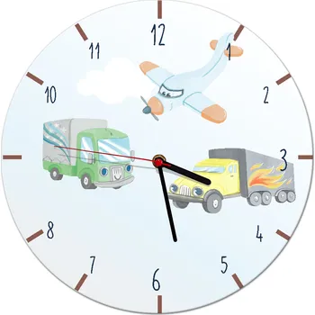 Hodiny Nástěnné hodiny pro děti Hodiny na zeď do dětského pokoje Auta 30 cm