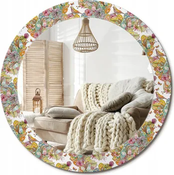 Zrcadlo Zrcadlo s potiskem do koupelny ložnice obývacího pokoje Pohádkové květiny Průměr 70 cm