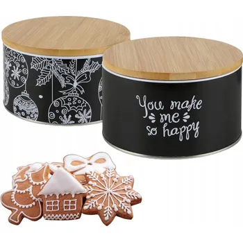 Obraz 2x PLECHOVKA KOVOVÁ DEKORATIVNÍ VÁNOČNÍ NA DÁREK CUKROVÍ KÁVA