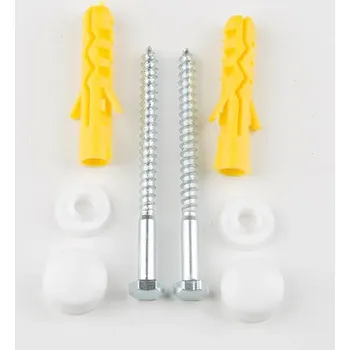 WC sedátko EBS Sada na Uchycení WC k Podlaze 6x80 mm Bílé Krytky Šestihranná Hlava Univerzální Montážní Set