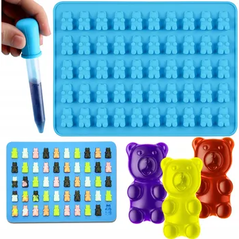 Tvořítko na led SILIKONOVÁ FORMA NA GUMOVÍ MEDVÍDCI, LED, KOSTKY LEDU, PRALINKY + PIPETA