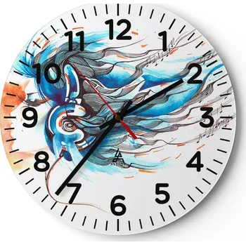 Hodiny Kuchyňské nástěnné hodiny 30x30 Abstrakce Moderní skleněné hodiny Tiché