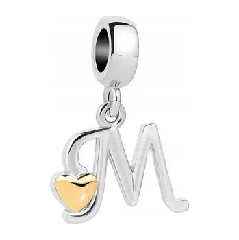 Přívěsek Přívěsek na náramek Simply Me stříbrný, písmeno M, ryzost 925