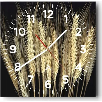 Hodiny Kuchyňské nástěnné hodiny 30x30 Obilí Skleněné hodiny do obýváku Moderní Tiché