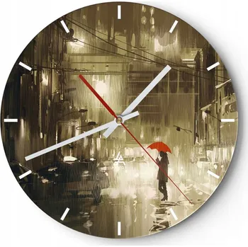 Hodiny Velké nástěnné hodiny 40x40 cm Město Skleněné hodiny Kulatý Tiché