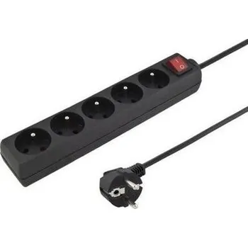 Prodlužovací kabel Prodlužovací kabel pětizásuvka s vypínačem Konnoc DX-5FS, délka 1,5m, černá