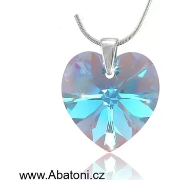 Náhrdelník Swarovski Elements Heart krystal 14mm - Stříbrný náhrdelník (přívěsek + řetízek) modré srdce, srdíčko 32071.3 Aquamarine (modrá světlá, azurová, nebeská)
