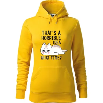 Dámské oblečení DOBRÝ TRIKO Dámská mikina s potiskem What time Velikost dámské mikiny: XS, Barva: Žlutá