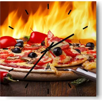 Hodiny Nástěnné hodiny do kuchyně 30x30 Gastronomie Stylové hodiny na skle Loft Tiché