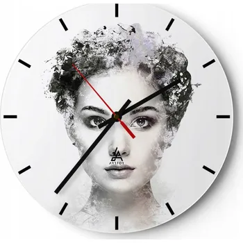 Hodiny Nástěnné hodiny do kuchyně 30x30 Žena Skleněné hodiny do obýváku Loft Tiché