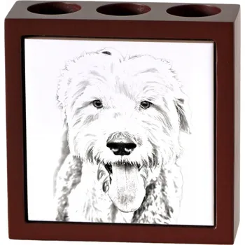 Bobtail (staroanglický ovčák) - stojánek na tužky s pejskem, organizér na stůl