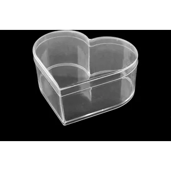 Úložný box Plastová krabička / box s víkem srdce 9,5x11x4,5 cm Varianta: transparent, Balení: 1 ks