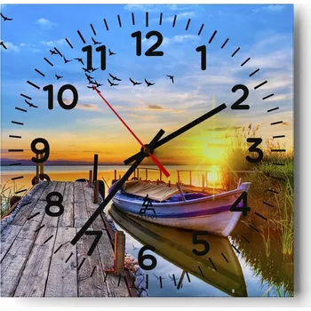 Hodiny Nástěnné hodiny do obýváku 40x40 Krajina Bezhluczne Skleněné hodiny Tiché