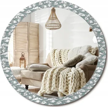 Zrcadlo Stylové kulaté zrcadlo na zeď s potiskem na skle – motiv Mraky, velké, průměr 100 cm