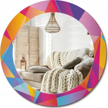 Zrcadlo Nástěnné zrcadlo s ozdobnou grafikou na skle Geometrická kompozice průměr 60 cm