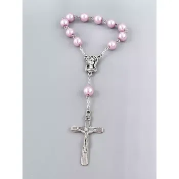 Růženec Desátek růžové perle 8 mm - flamingo