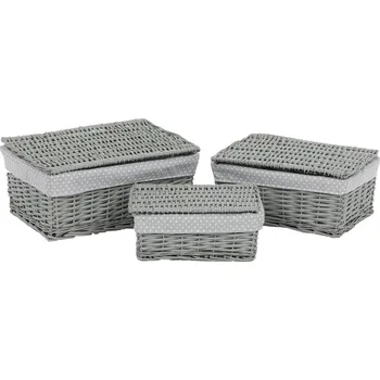 Úložný box Koš proutěný 3 ks PRN2014 GREY