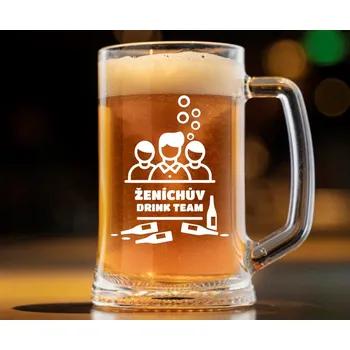 Sklenice Dekorant svatby Pivní půllitr pro ženicha ŽENICHŮV DRINK TEAM