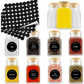Sklenice 20x Sklenička na koření 150 ML + 252 samolepky