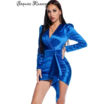 Dámské šaty Společenské krátké šaty Sequins SQ950 Barva: Modrá, Velikost: M